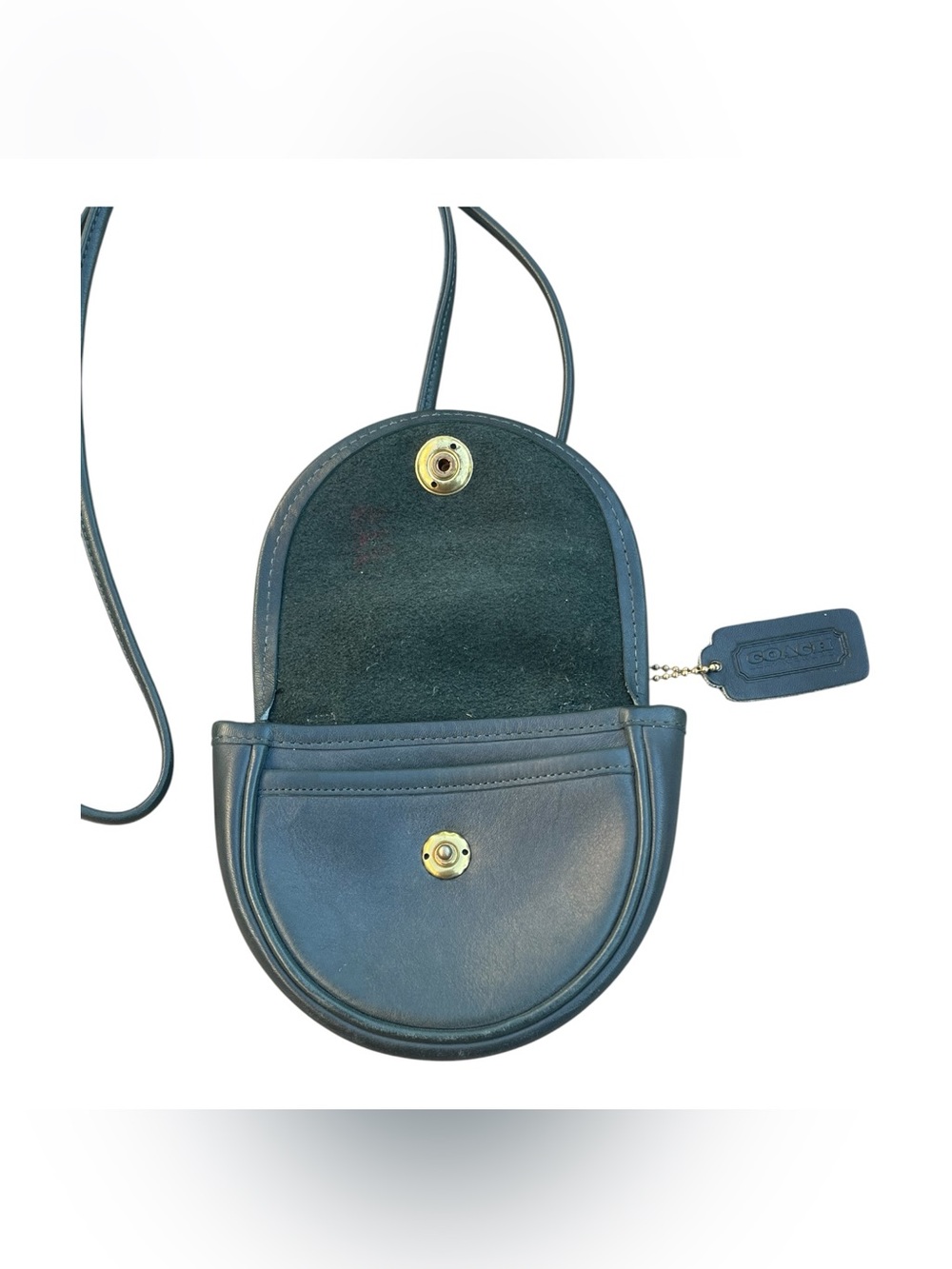 🌟Vintage Coach Sidekick Green Leather Crossbody Belt Mini Bag 0715- Like New! 🌟🌟 - Picture 4 of 6